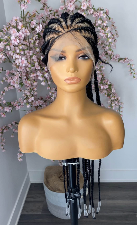 Perruque tresse avec perles